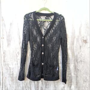 Y2K Lace Mesh Vanity Cardigan Whimsygoth DarkAcademia IndySleaze Women's Large